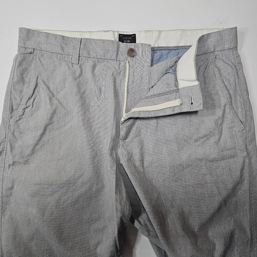 J.Crew‎ Club Men's Grey White Micro Stripe Chino Shorts Size 35W 11 Inseam